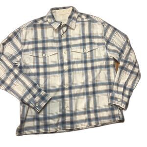 American Eagle Midweight Blue Tan Plaid Flannel Shirt Men's M Medium
